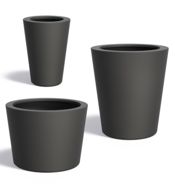 XXL Pflanzgefäß Fiberglas hoch rund Anthrazit