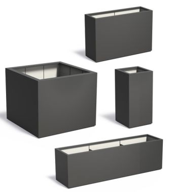 Pflanzkübel Fiberglas Anthrazit in 50 eckigen Formen und Größen