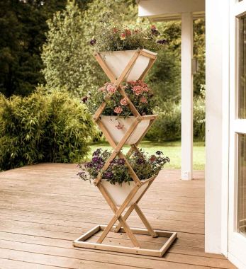 Vertikales Hochbeet für außen, als Blumenbeet auf Balkon und Terrasse