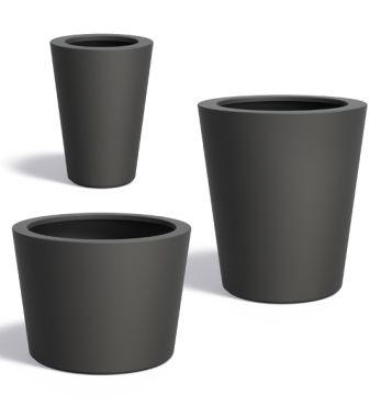 XXL Pflanzgefäß Fiberglas hoch rund Anthrazit