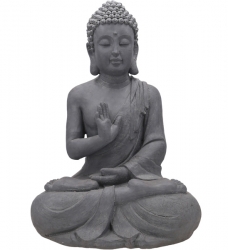 Große Buddha Figur grau sitzend 