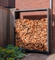 Großes Kaminholzlager 150 x 40 x 180 cm in schwarz
