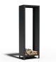 Kaminholzregal aus Metall in Schwarz 60 x 40 x 180 cm freigestellt