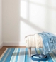 Design Teppich Wohnzimmer blau gestreift