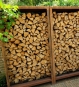 Cortenstahl Holzlager für Garten und Terrasse 100 cm hoch