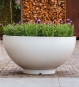 große XXL Pflanzschale aus Aluminium weiß mit Lavendel bepflanzt
