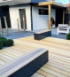 Sitzsockel aus Aluminium mit Holz für Garten und Terrasse