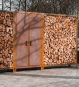 Cortenstahl Holzlager für Terrasse