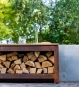 Gartenbank Cortenstahl mit Holzlager