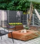 Eckiger Feuertisch für Holzfeuer auf der Terrasse 120x120 cm und 40cm hoch